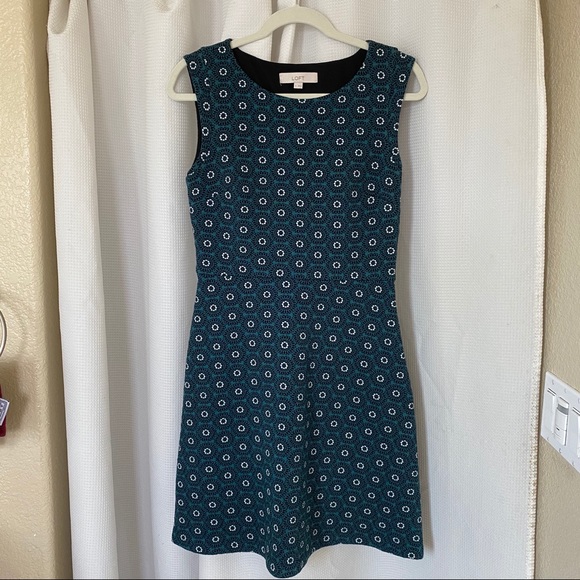 Loft Green Black Patterned Knit Dress - Picture 1 of 5